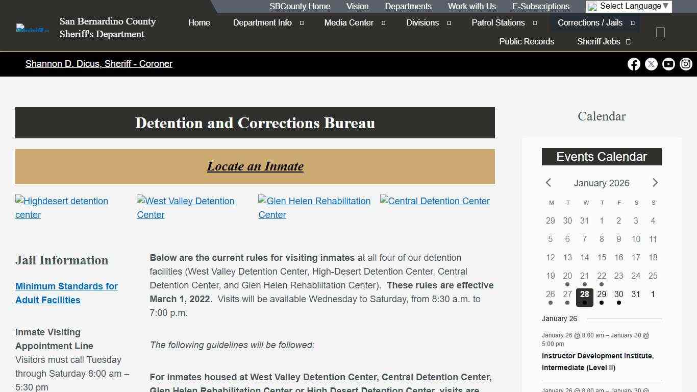 Corrections / Jails – San Bernardino County Sheriff's Department